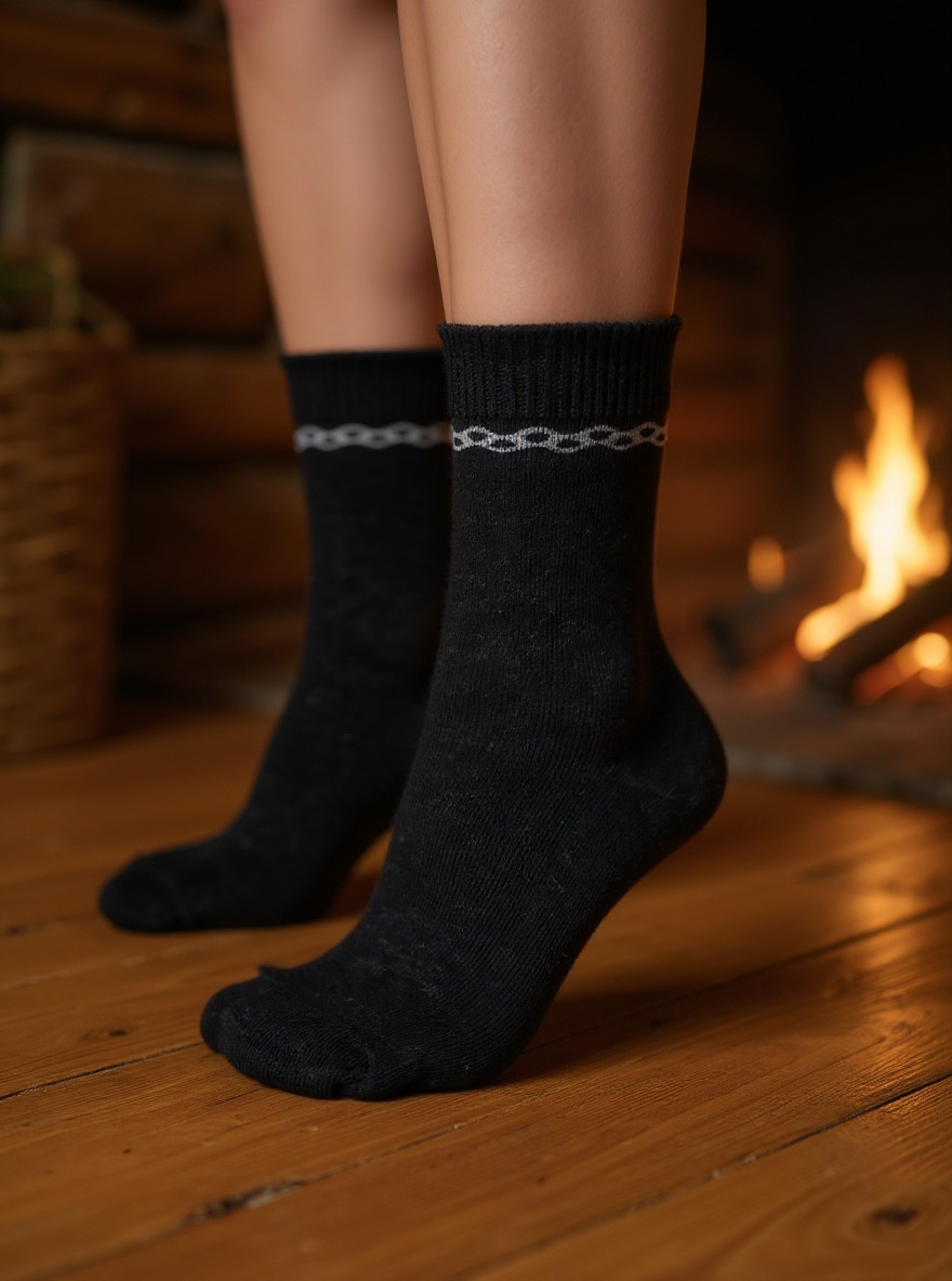 Ryttare med varma merinoull ridstrumpor i vinterstövlar