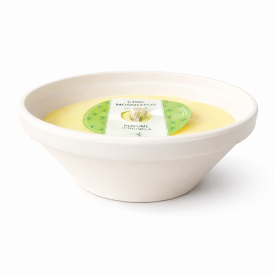 Doftljus Citronella i terrakottaskål 75×220 mm (vit) från Roura