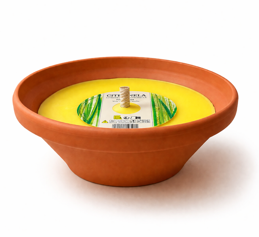 Doftljus Citronella i terrakottaskål 75×220 mm (natural) från Roura