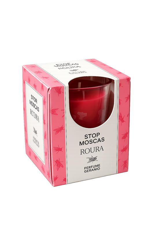 Doftljus “Stop Flies” Geranium i glas 83×70 mm från Roura