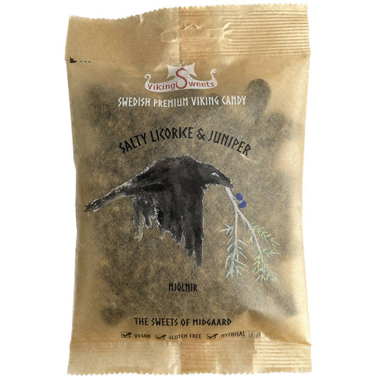 En godispåse Salty Licorice & Juniper 120g från Viking Sweets