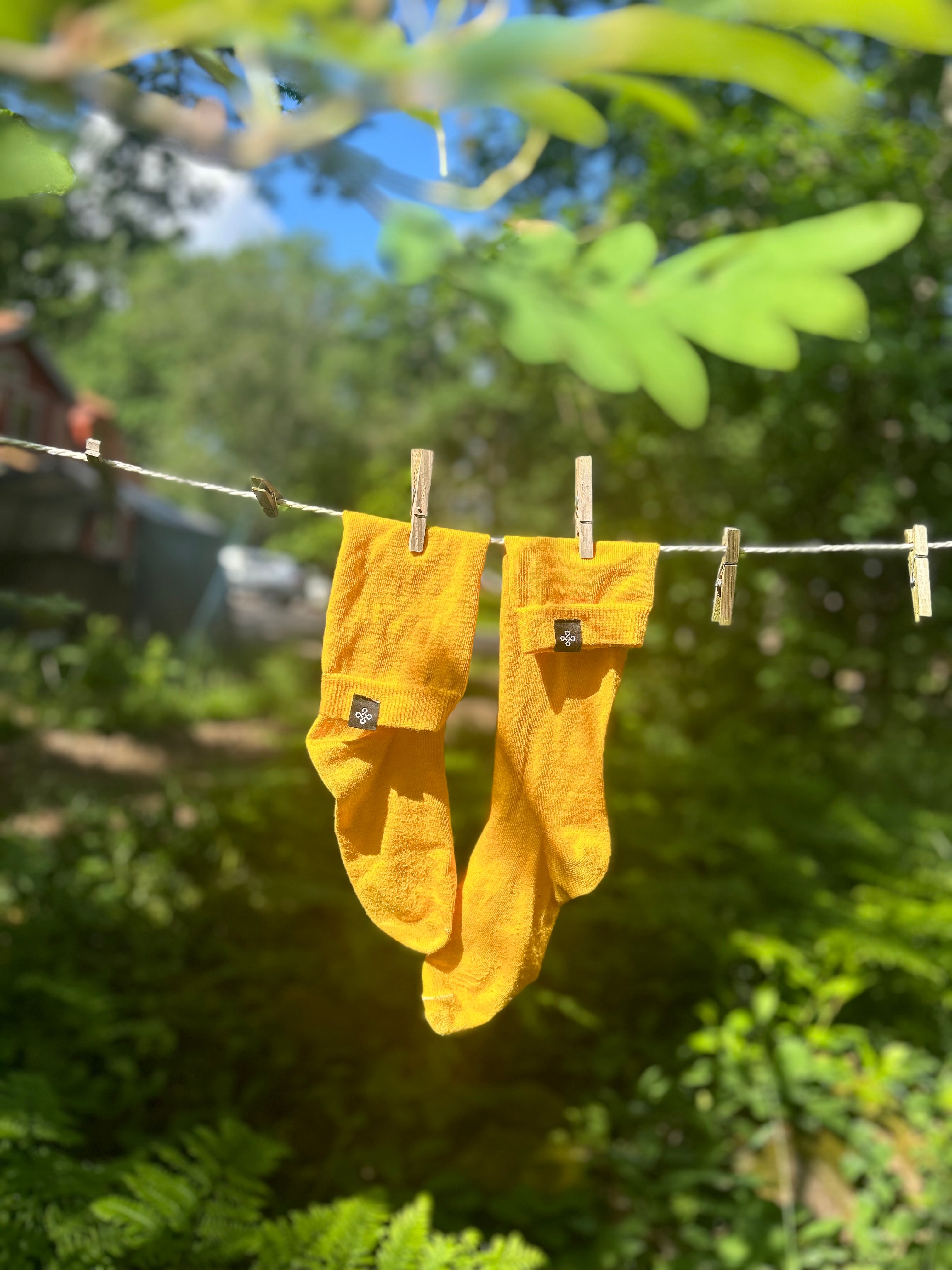 Reidsokkar Ridstrumpa merinoull Gul Sunna